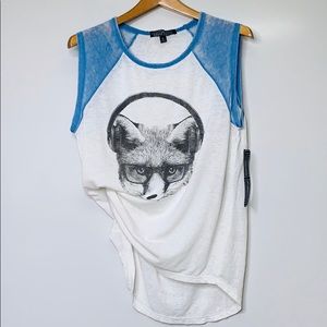 NWTs ALMOST FAMOUS • Fox Music White Blue Tank Tee